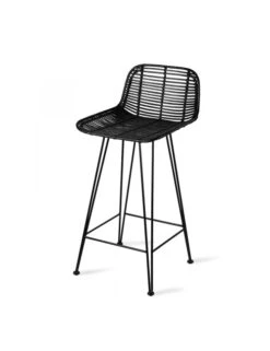 Rattan Bar Stool - Black
